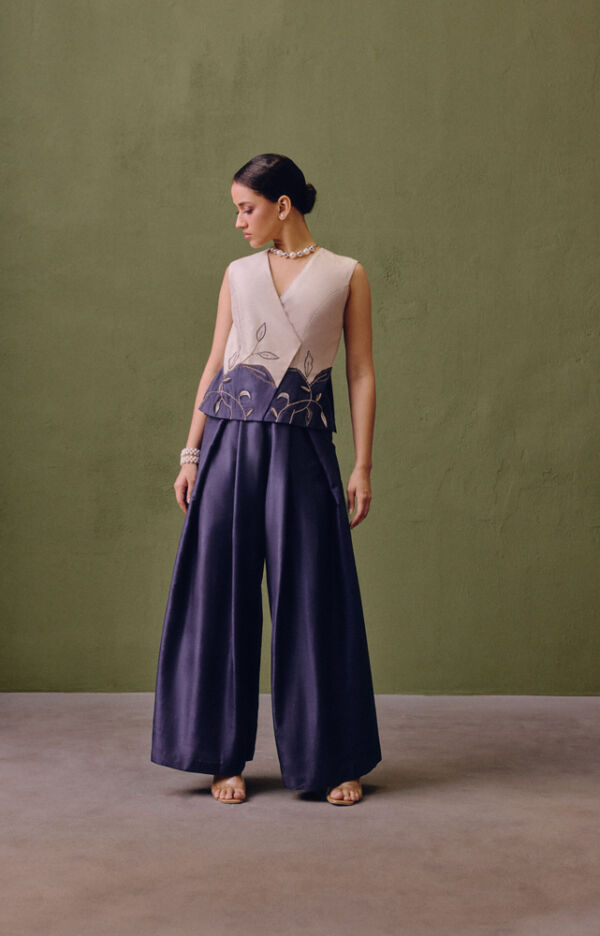 Silk Colour block Waistcoat Set