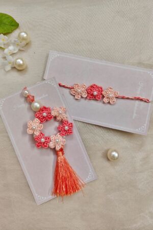 Crochet Floral Lumba and Rakhi Set