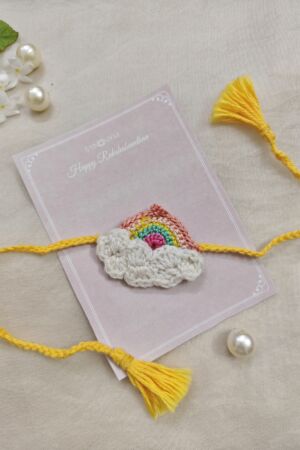 Rainbow crochet rakhi