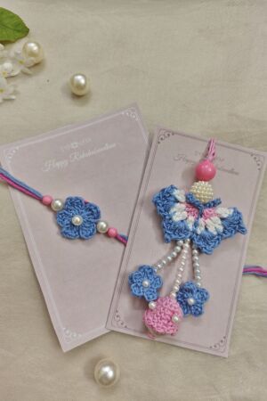 Crochet butterfly Rakhi and lumba set