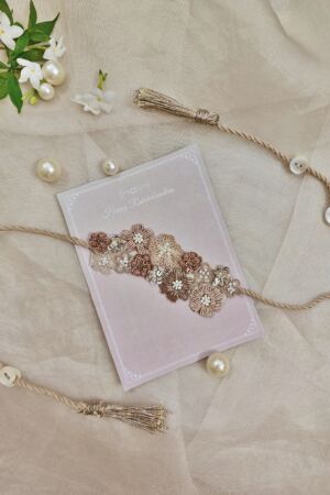 Floral zardozi cluster bracelet rakhi