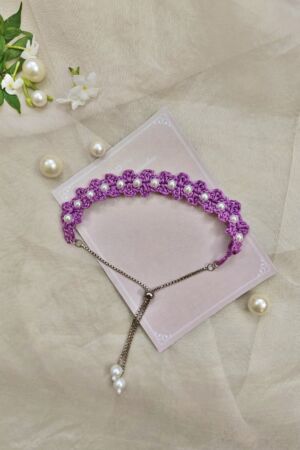 Lavender crochet pearl bracelet