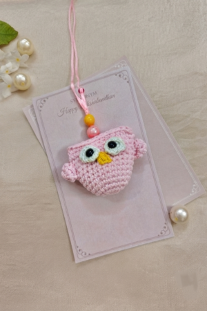 Crochet pink owl lumba